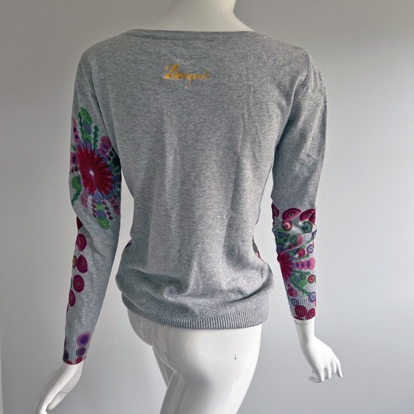 Desigual Cotton blend sweater, Geometric pattern grey, Size S - Picture 5 of 13